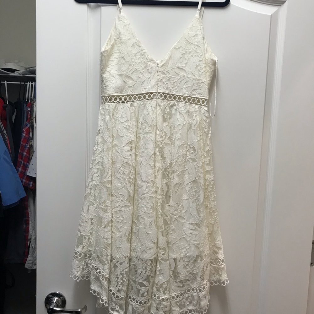 White lace high-low dress